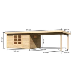 Abri De Jardin 11,49m² En Bois Massif 40mm Trittau 5 Avec Appentis 440cm – Karibu -Jardin Fournitures Soldes abri de jardin 1149m en bois massif 40mm trittau 5 avec appentis 440cm woodfeeling 2