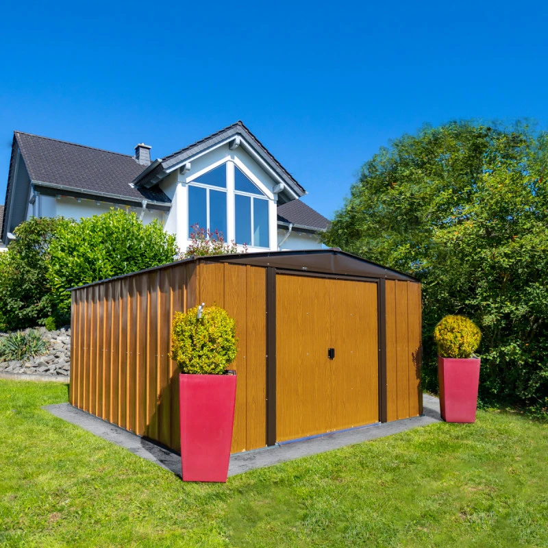 Abri De Jardin 11,58m² Toit Double Pente En Acier Galvanisé Aspect Bois Spacemaker 2 Abri De Jardin 11,58m² Toit Double Pente En Acier Galvanisé Aspect Bois Spacemaker – Image 2