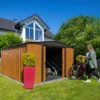 Abri De Jardin 11,58m² Toit Double Pente En Acier Galvanisé Aspect Bois Spacemaker
