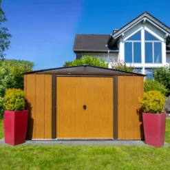 Abri De Jardin 11,58m² Toit Double Pente En Acier Galvanisé Aspect Bois Spacemaker 9 Abri De Jardin 11,58m² Toit Double Pente En Acier Galvanisé Aspect Bois Spacemaker -Jardin Fournitures Soldes abri de jardin 1158m toit double pente en acier galvanise aspect bois spacemaker 3