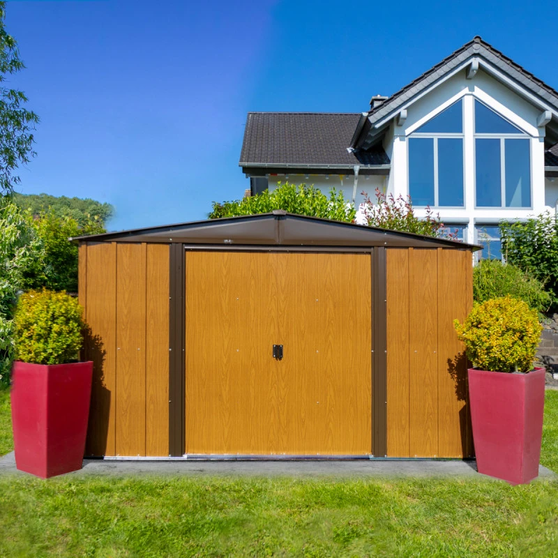 Abri De Jardin 11,58m² Toit Double Pente En Acier Galvanisé Aspect Bois Spacemaker 4 Abri De Jardin 11,58m² Toit Double Pente En Acier Galvanisé Aspect Bois Spacemaker – Image 4