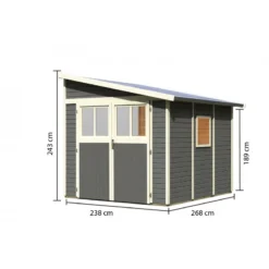 Abri De Jardin Adossé En Bois Gris Terre 6,23m² Bomlitz 3 - Karibu -Jardin Fournitures Soldes abri de jardin adosse en bois gris terre 623m bomlitz 3 karibu 2
