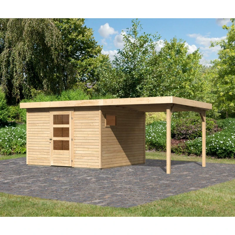 Abri De Jardin En Bois 9,24m² Freiburg 6 Avec Appentis De 2,40 M - Karibu 1 Abri De Jardin En Bois 9,24m² Freiburg 6 Avec Appentis De 2,40 M - Karibu