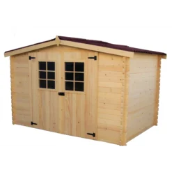 Abri De Jardin En Bois Brut 5,83m² Madriers 20mm - Habrita