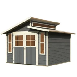 Abri De Jardin En Bois Gris Terre 9,24m² Avec Toit En Gradins - Grauburg 7 - Karibu -Jardin Fournitures Soldes abri de jardin en bois gris terre 924m avec toit en gradins grauburg 7 karibu 4