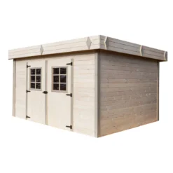 Abri De Jardin En Bois Massif 16,77m² Monopente – Madriers 28mm – Toiture En Bac Acier – Habrita