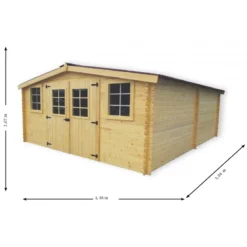Abri De Jardin En Bois Massif 20m² – Madriers 28mm - Habrita -Jardin Fournitures Soldes abri de jardin en bois massif 20m madriers 28mm 2