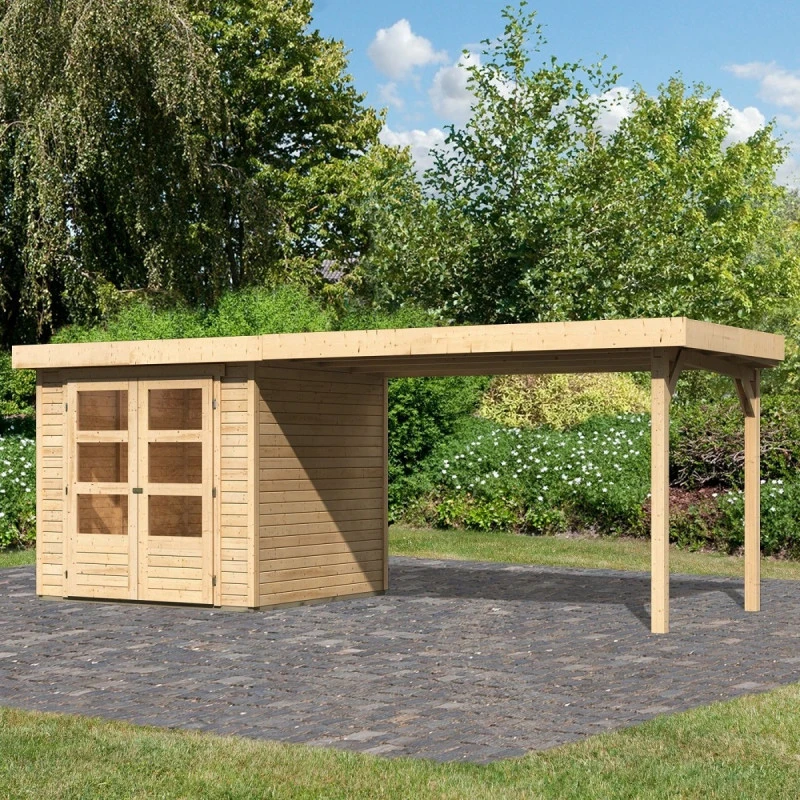 Abri De Jardin En Bois Massif 4,62m² Askola 2 Avec Appentis 280cm – Karibu 1 Abri De Jardin En Bois Massif 4,62m² Askola 2 Avec Appentis 280cm – Karibu