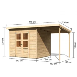 Abri De Jardin En Bois Massif 5,18m² + Appentis Merseburg 5 - Karibu -Jardin Fournitures Soldes abri de jardin en bois massif 518m merseburg 5 karibu 2