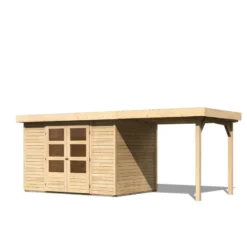 Abri De Jardin En Bois Massif 6,55m² Askola 4 Avec Appentis 240cm – Karibu -Jardin Fournitures Soldes abri de jardin en bois massif 655m askola 4 avec appentis 240cm woodfeeling 2