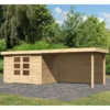 Abri De Jardin En Bois Massif 6,55m² Askola 4 Avec Appentis 280cm Et Paroi Arrière – Karibu