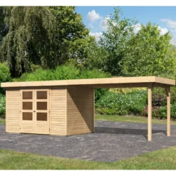 Abri De Jardin En Bois Massif 6,55m² Askola 4 Avec Appentis 280cm – Karibu