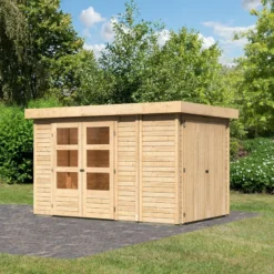 Abri De Jardin En Bois Massif 6,92m² Retola 3 Avec Armoire Intégrée – Karibu