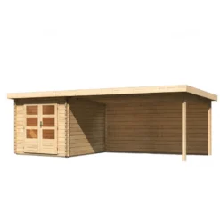 Abri De Jardin En Bois Massif 7,04m² Bastrup 4 Avec Appentis 400cm Et Paroi Arrière – Karibu -Jardin Fournitures Soldes abri de jardin en bois massif 704m bastrup 4 avec appentis 400cm et paroi arriere woodfeeling 2
