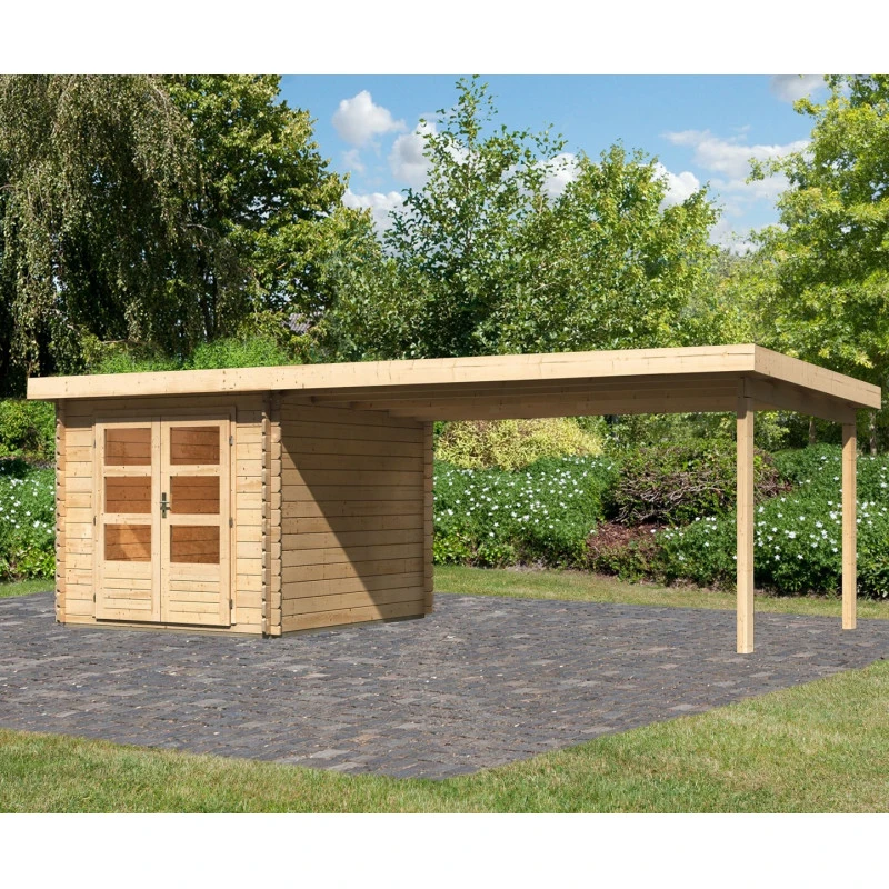 Abri De Jardin En Bois Massif 7,04m² Bastrup 4 Avec Appentis 400cm – Karibu 1 Abri De Jardin En Bois Massif 7,04m² Bastrup 4 Avec Appentis 400cm – Karibu