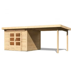 Abri De Jardin En Bois Massif 7,50m² Kandern 6 Avec Appentis 320cm – Karibu -Jardin Fournitures Soldes abri de jardin en bois massif 750m kandern 6 avec appentis 320cm woodfeeling 3