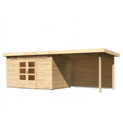 Abri De Jardin En Bois Massif 8,88m² Kandern 7 Avec Appentis 320cm Et Paroi Arrière – Karibu -Jardin Fournitures Soldes abri de jardin en bois massif 888m kandern 7 avec appentis 320cm et paroi arriere woodfeeling 3