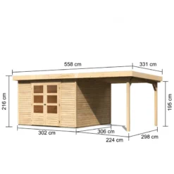 Abri De Jardin En Bois Massif 9,24m² Askola 6 Avec Appentis 240cm – Karibu -Jardin Fournitures Soldes abri de jardin en bois massif 924m askola 6 avec appentis 240cm woodfeeling 2