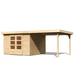 Abri De Jardin En Bois Massif 9,24m² Askola 6 Avec Appentis 280cm – Karibu -Jardin Fournitures Soldes abri de jardin en bois massif 924m askola 6 avec appentis 280cm woodfeeling 2