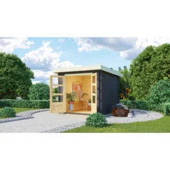 Abri De Jardin En Bois Massif Anthracite 5,62m² Bastrup 2 – Karibu 9 Abri De Jardin En Bois Massif Anthracite 5,62m² Bastrup 2 – Karibu -Jardin Fournitures Soldes abri de jardin en bois massif anthracite 562m bastrup 2 woodfeeling 3