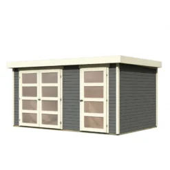 Abri De Jardin En Bois Massif Gris Terre 10,98m² Avec Cloison Intérieure Mühlentrup 2 – Karibu -Jardin Fournitures Soldes abri de jardin en bois massif gris terre 1098m avec cloison interieure muhlentrup 2 woodfeeling 3