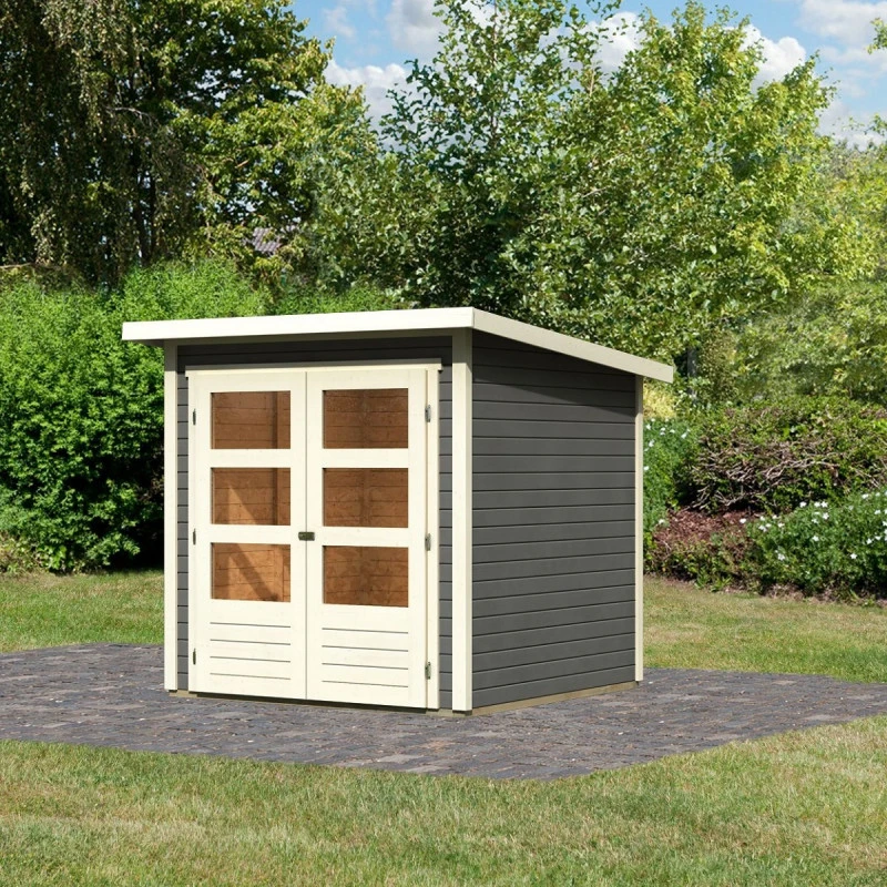 Abri De Jardin En Bois Massif Gris Terre 3,46m² Stockach 2 – Karibu 1 Abri De Jardin En Bois Massif Gris Terre 3,46m² Stockach 2 – Karibu