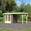 Abri De Jardin En Bois Massif Gris Terre 4,62m² Askola 2 Avec Appentis 240cm – Karibu