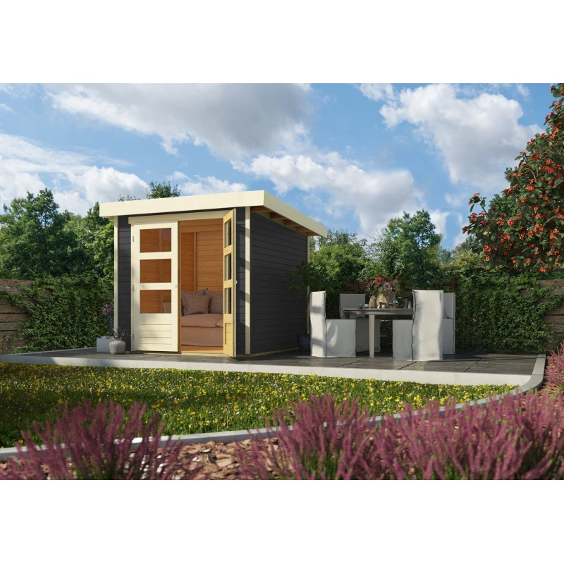 Abri De Jardin En Bois Massif Gris Terre 4,62m² Askola 2 – Karibu 2 Abri De Jardin En Bois Massif Gris Terre 4,62m² Askola 2 – Karibu – Image 2