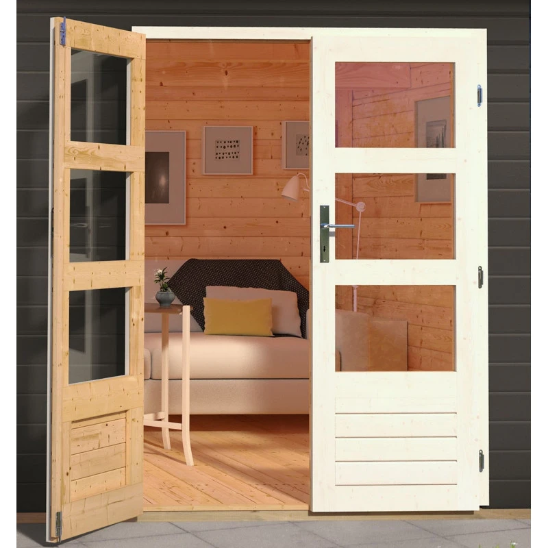 Abri De Jardin En Bois Massif Gris Terre 5,95m² Kandern 3 Avec Appentis 235cm Et Paroi Arrière – Karibu 5 Abri De Jardin En Bois Massif Gris Terre 5,95m² Kandern 3 Avec Appentis 235cm Et Paroi Arrière – Karibu – Image 5