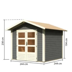 Abri De Jardin En Bois Massif Gris Terre 5,95m² Talkau 4 – Karibu -Jardin Fournitures Soldes abri de jardin en bois massif gris terre 595m talkau 4 woodfeeling 2
