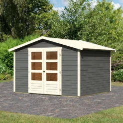 Abri De Jardin En Bois Massif Gris Terre 6,05m² Amberg 4 – Karibu