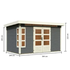 Abri De Jardin En Bois Massif Gris Terre 8,88m² Kastorf 7 – Karibu -Jardin Fournitures Soldes abri de jardin en bois massif gris terre 888m kastorf 7 karibu 3