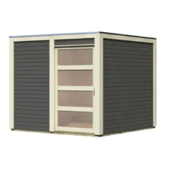 Abri De Jardin En Bois Vitrifié Gris 19mm Qubic 6.05m² - Karibu -Jardin Fournitures Soldes abri de jardin en bois vitrifie gris 19mm qubic 605m karibu 2