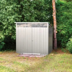 Abri De Jardin En Métal Gris 5,22m² + Kit D'ancrage + Kit De Fondation DURAMAX