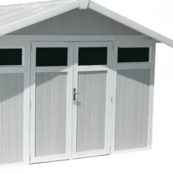 Abri De Jardin En PVC 11,2m² UTILITY Blanc Et Gris Bleu Grosfillex + Kit Ancrage Offert -Jardin Fournitures Soldes abri de jardin en pvc 112m utility blanc et gris bleu grosfillex 5