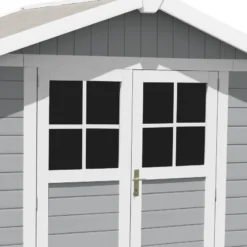 Abri De Jardin En PVC 4,9m² DECO Gris Clair Et Blanc Grosfillex + Kit Ancrage Offert -Jardin Fournitures Soldes abri de jardin en pvc 49m gris clair et blanc grosfillex 2