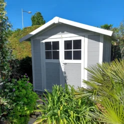 Abri De Jardin En PVC 4,9m² DECO Gris Clair Et Blanc Grosfillex + Kit Ancrage Offert -Jardin Fournitures Soldes abri de jardin en pvc 49m gris clair et blanc grosfillex 3