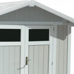 Abri De Jardin En PVC 4,9m² UTILITY Blanc Et Gris Bleu Grosfillex + Kit Ancrage Offert -Jardin Fournitures Soldes abri de jardin en pvc 49m utility blanc et gris bleu grosfillex 5