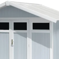 Abri De Jardin En PVC 7,53m² UTILITY Blanc Et Gris Bleu Grosfillex + Kit Ancrage Offert -Jardin Fournitures Soldes abri de jardin en pvc 753m utility blanc et gris bleu grosfillex 4