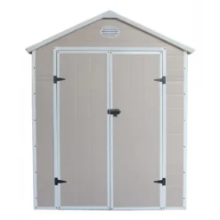 Abri De Jardin En Résine Beige 5,32m² + Kit De Fondation - JOBU -Jardin Fournitures Soldes abri de jardin en resine beige 532m kit de fondation jobu 2
