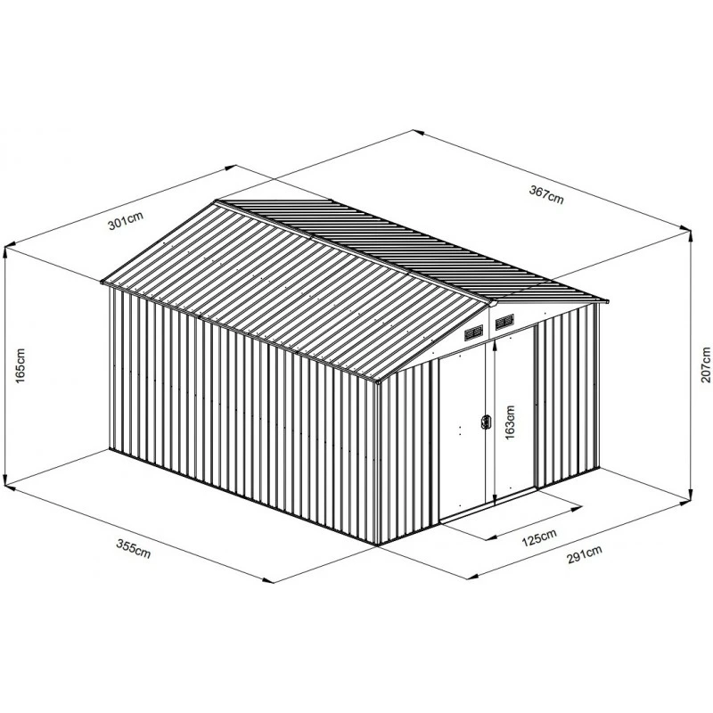 Abri De Jardin Métal 11m² WoodTouch Beige + Kit D'ancrage X-METAL 2 Abri De Jardin Métal 11m² WoodTouch Beige + Kit D'ancrage X-METAL – Image 2