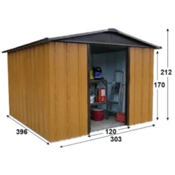 Abri De Jardin Métal Aspect Bois Et Marron 12m² + Kit D'ancrage Inclus - YARDMASTER -Jardin Fournitures Soldes abri de jardin metal aspect bois et marron 12m kit d ancrage inclus yardmaster 2