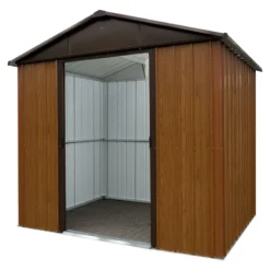 Abri De Jardin Métal Aspect Bois Et Marron 7,18m² + Kit D'ancrage Inclus - YARDMASTER -Jardin Fournitures Soldes abri de jardin metal aspect bois et marron 718m kit d ancrage inclus yardmaster 2