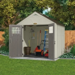 Abri De Jardin Polyéthylène 35mm 5,53m² Woodgrain + Plancher SUNCAST -Jardin Fournitures Soldes abri de jardin polyethylene 35mm 553m woodgrain plancher suncast 2