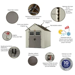 Abri De Jardin Polyéthylène 35mm 5,53m² Woodgrain + Plancher SUNCAST -Jardin Fournitures Soldes abri de jardin polyethylene 35mm 553m woodgrain plancher suncast 3