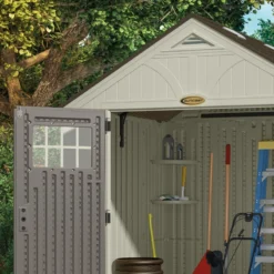 Abri De Jardin Polyéthylène 35mm 5,53m² Woodgrain + Plancher SUNCAST -Jardin Fournitures Soldes abri de jardin polyethylene 35mm 553m woodgrain plancher suncast 5