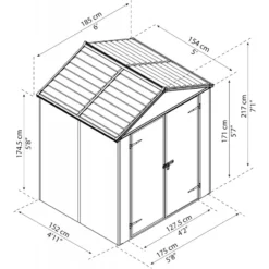 Abri De Jardin RUBICON 2,8m² En Aluminium Et Polycarbonate - Palram - Canopia -Jardin Fournitures Soldes abri de jardin rubicon 28m en aluminium et polycarbonate palram 1 2