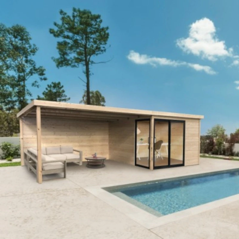 Abri De Jardin Sagres 23m² En Bois Massif 28mm Avec Terrasse Couverte - SOLID 1 Abri De Jardin Sagres 23m² En Bois Massif 28mm Avec Terrasse Couverte - SOLID