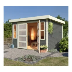 Abri De Jardin Toit Plat 6,55m² Bois Gris 19mm Mühlendorf 4 - Karibu