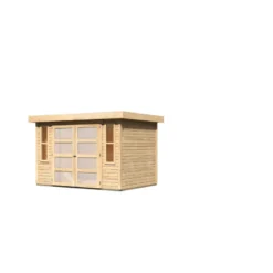 Abri De Jardin Toit Plat 6,55m² Bois Gris 19mm Mühlendorf 4 - Karibu -Jardin Fournitures Soldes abri de jardin toit plat 655m en bois vitrifie gris 19mm muhlendorf karibu 5